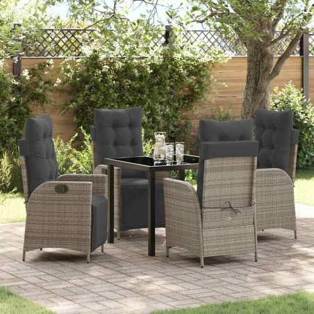Ensemble de salle à manger pour jardin 5 pcs Gris polyrotin 618772618772