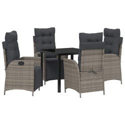 Ensemble de salle à manger pour jardin 5 pcs Gris polyrotin 618772618772