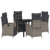 Ensemble de salle à manger pour jardin 5 pcs Gris polyrotin 618772618772