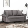 Canapé 2 places avec oreillers gris 120 cm similicuir 618778618778