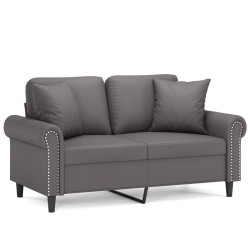Canapé 2 places avec oreillers gris 120 cm similicuir 618778618778