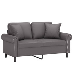 Canapé 2 places avec oreillers gris 120 cm similicuir 618778618778
