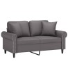 Canapé 2 places avec oreillers gris 120 cm similicuir 618778618778