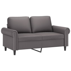 Canapé 2 places avec oreillers gris 120 cm similicuir 618778618778