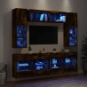 Ensemble de meubles TV muraux 6pcs et lumières LED chêne fumé 618780618780