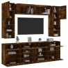 Ensemble de meubles TV muraux 6pcs et lumières LED chêne fumé 618780618780