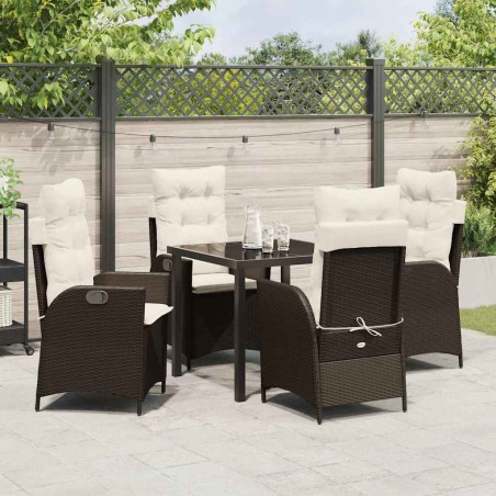 Ensemble de salle à manger pour jardin 5 pcs Marron polyrotin 618782618782