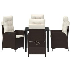 Ensemble de salle à manger pour jardin 5 pcs Marron polyrotin 618782618782