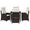 Ensemble de salle à manger pour jardin 5 pcs Marron polyrotin 618782618782