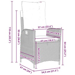 Ensemble de salle à manger pour jardin 5 pcs Marron polyrotin 618782618782