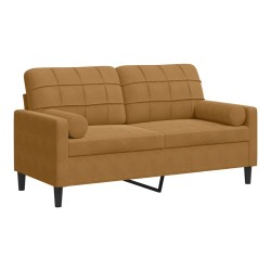 Canapé 2 places avec oreillers décoratifs brun 140 cm velours 618785618785