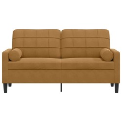 Canapé 2 places avec oreillers décoratifs brun 140 cm velours 618785618785