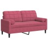 Canapé 2 places avec oreillers bordeaux 140 cm velours 618786618786