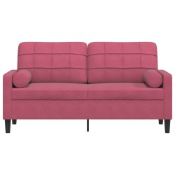 Canapé 2 places avec oreillers bordeaux 140 cm velours 618786618786