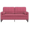 Canapé 2 places avec oreillers bordeaux 140 cm velours 618786618786