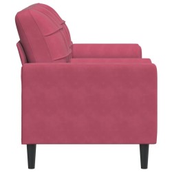 Canapé 2 places avec oreillers bordeaux 140 cm velours 618786618786