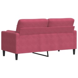 Canapé 2 places avec oreillers bordeaux 140 cm velours 618786618786