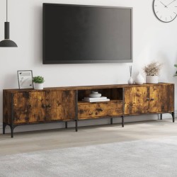 Meuble TV à tiroir chêne fumé 200x25x44 cm bois d'ingénierie 618788618788