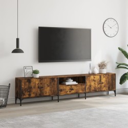 Meuble TV à tiroir chêne fumé 200x25x44 cm bois d'ingénierie 618788618788