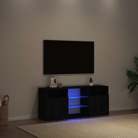 Meuble TV avec éclairage LED chêne noir 120 x 30 x 50 cm bois d'ingénierie 618791618791