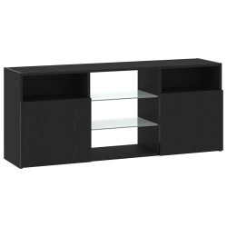 Meuble TV avec éclairage LED chêne noir 120 x 30 x 50 cm bois d'ingénierie 618791618791