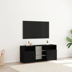 Meuble TV avec éclairage LED chêne noir 120 x 30 x 50 cm bois d'ingénierie 618791618791