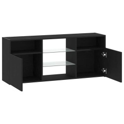 Meuble TV avec éclairage LED chêne noir 120 x 30 x 50 cm bois d'ingénierie 618791618791