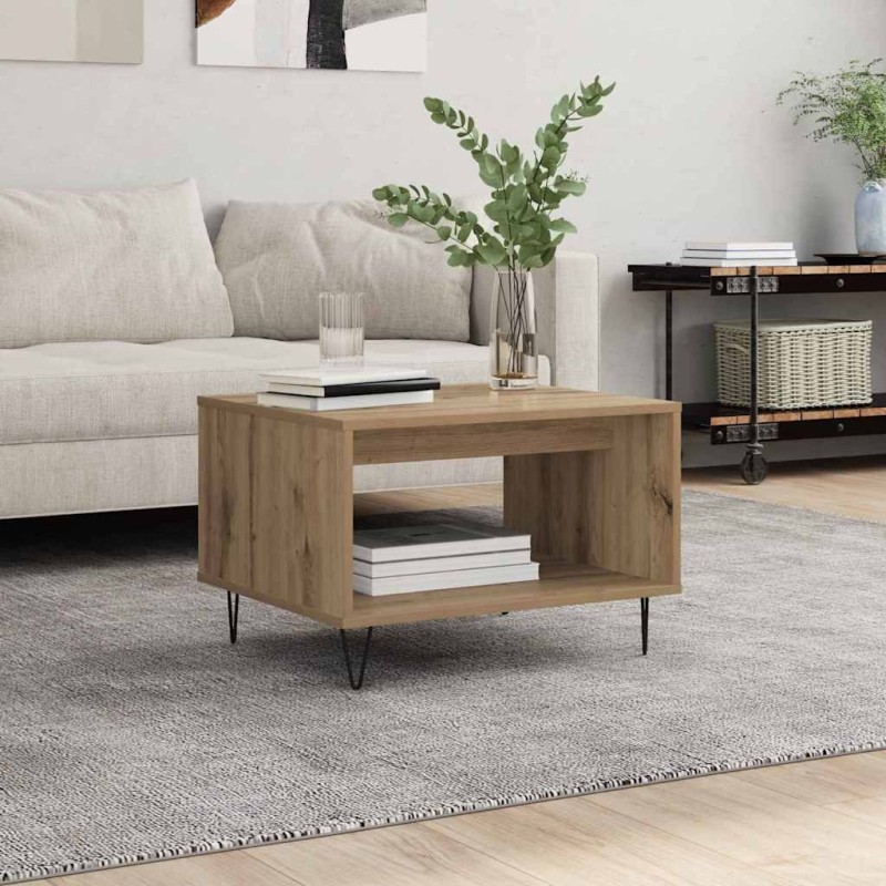 Table basse chêne artisanal 60 x 50 x 40 cm Bois d'ingénierie 618795618795