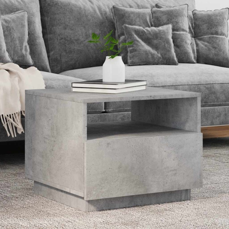 Table basse avec lumières LED gris béton 50x49x40 cm 618796618796