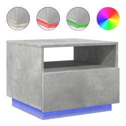 Table basse avec lumières LED gris béton 50x49x40 cm 618796618796