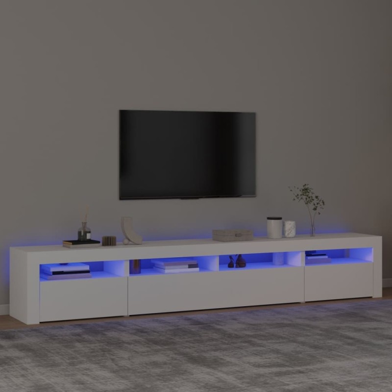 Meuble TV avec lumières LED Blanc 240x35x40 cm 618800618800