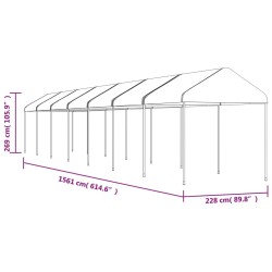 Belvédère avec toit blanc 15,61x2,28x2,69 m polyéthylène 618801618801