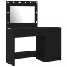 Table de Toilette avec tiroir 2 pcs Noir Bois d'ingénierie 618802618802