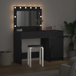 Table de Toilette avec tiroir 2 pcs Noir Bois d'ingénierie 618802618802
