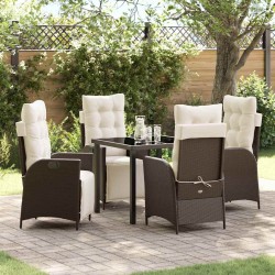 Ensemble de salle à manger pour jardin 5 pcs Marron polyrotin 618803618803