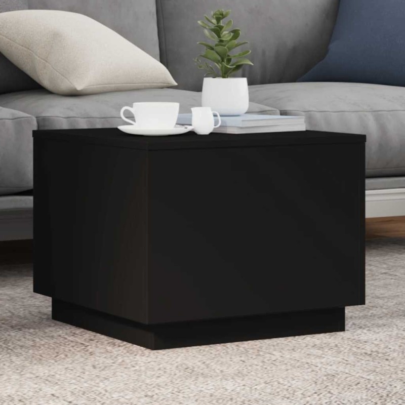 Table basse avec lumières LED noir 50x50x40 cm 618807618807