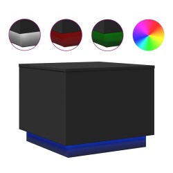 Table basse avec lumières LED noir 50x50x40 cm 618807618807