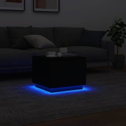 Table basse avec lumières LED noir 50x50x40 cm 618807618807