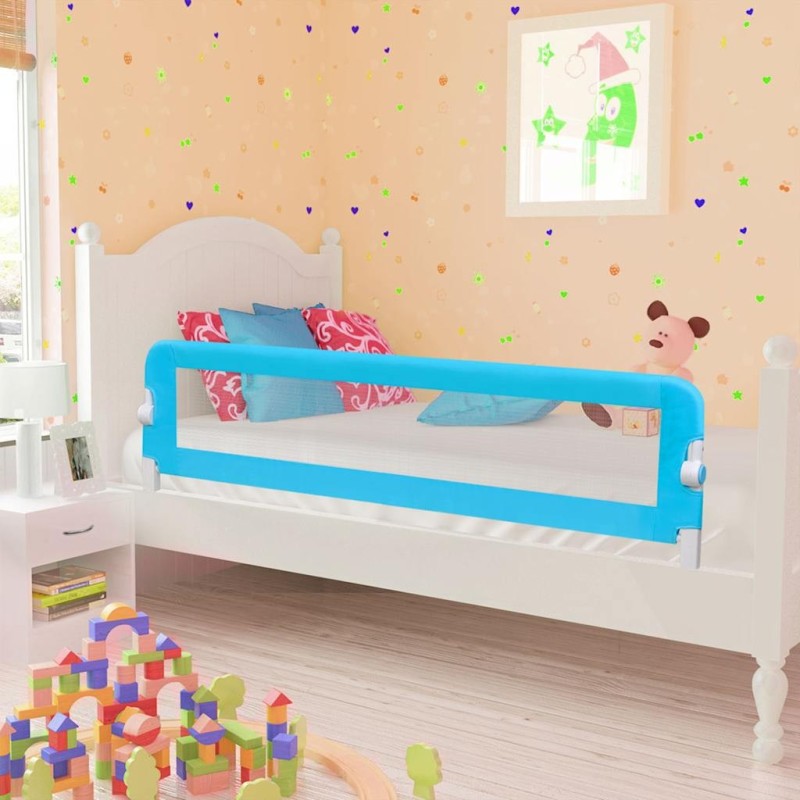 Barrière de sécurité de lit d'enfant Bleu 120x42 cm Polyester 618808618808