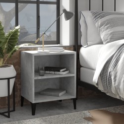 Table de chevet avec pieds en métal gris béton 40x30x50 cm 618811618811