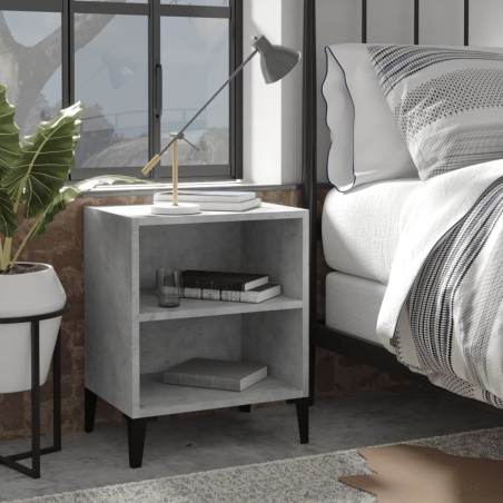 Table de chevet avec pieds en métal gris béton 40x30x50 cm 618811618811
