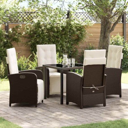 Ensemble de salle à manger pour jardin 5 pcs Marron polyrotin 618814618814