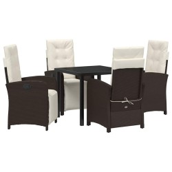 Ensemble de salle à manger pour jardin 5 pcs Marron polyrotin 618814618814