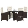 Ensemble de salle à manger pour jardin 5 pcs Marron polyrotin 618814618814