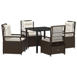 Ensemble de salle à manger pour jardin 5 pcs Marron polyrotin 618815618815