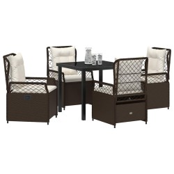 Ensemble de salle à manger pour jardin 5 pcs Marron polyrotin 618815618815