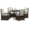 Ensemble de salle à manger pour jardin 5 pcs Marron polyrotin 618815618815
