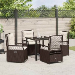 Ensemble de salle à manger pour jardin 5 pcs Marron polyrotin 618815618815