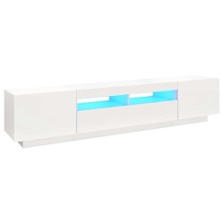 Meuble TV avec lumières LED Blanc 200x35x40 cm 618816618816