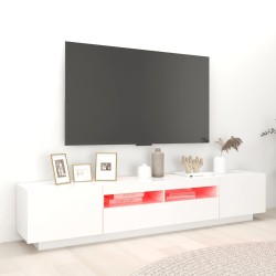 Meuble TV avec lumières LED Blanc 200x35x40 cm 618816618816